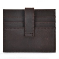 Dompet Kulit Vintage Pria, Dompet Kulit Kuda Gila Ramping Pemegang Kartu untuk Kehidupan Sehari-hari