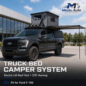 Kit de expansión de caja de camioneta F150 con tienda de techo eléctrica de carcasa rígida y tienda de campaña plegable para aventuras overland - Product Image 1