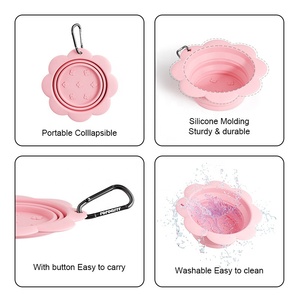 Sevimli Katlanabilir Silikon Köpek Mama Kabı, Küçük Evcil Hayvanlar İçin Katlanabilir Bardak, Mama ve Su Kabı, Taşınabilir Seyahat Kabı, Karabina İle - Product Image 4