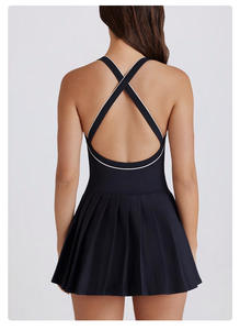 Быстросохнущая Спортивная одежда на заказ 2 в одном женская спортивная одежда для тренировок и гольфа сексуальное Плиссированное теннисное платье с шортами - Product Image 6