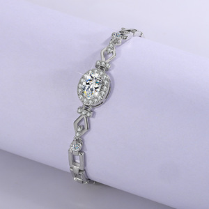 Usine en gros 925 argent Sterling cubain lien Pigeon oeuf 1carat ovale coupe Moissanite Bracelet pour femmes bijoux étanches - Product Image 2