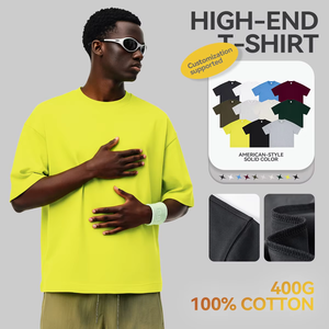 T-shirt Oversize da Uomo a Maniche Corte, Nuova Collezione Estiva, in Cotone 100% da 400g, Stile Vintage, Vestibilità Ampia, Tinta Unita - Product Image 5