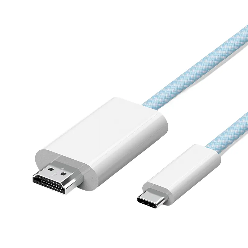 Adaptateur haute vitesse 4k 60hz type c vers hdmi nickelé type c vers câble hdmi tresse en nylon câble usb c vers hdmi pour TV et téléphone