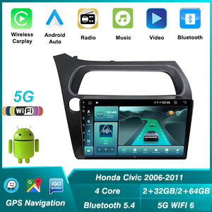 AndroidอัตโนมัติCarPlayวิทยุเครื่องเล่นมัลติมีเดียสําหรับHonda <span class=keywords><strong>Civic</strong></span> <span class=keywords><strong>Hatchback</strong></span> 2006 - 2011 นําทางGPS DSP BT 5.4 5G + 2.4G WIFI6 - Product Image 2