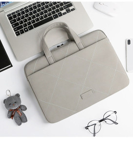 Funda resistente al aplastamiento para <span class=keywords><strong>ordenador</strong></span>, resistente al agua, de cuero PU, peso ligero, 15,6 pulgadas, bolsa de viaje para <span class=keywords><strong>ordenador</strong></span> portátil para <span class=keywords><strong>mujer</strong></span> - Product Image 3