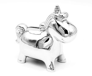 Hucha de unicornio dorado de cerámica, caja de dinero con forma personalizada, tarro de moneda único para niños - Product Image 4