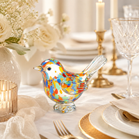 Figurine d'oiseau en verre artistique écologique colorée, sculpture en verre soufflé à la main pour étagère, fenêtre et décoration intérieure