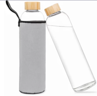 Vaso de Vidrio Sodalime Personalizado Premium con Tapa de Bambú Ecológica, Reciclable, para Uso Profesional en Oficinas