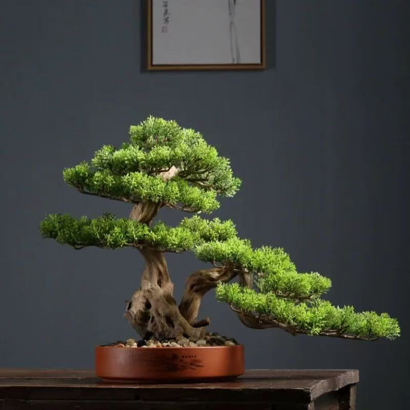Высококачественное индивидуальное большое зеленое стекловолокно Arhat Meiren Pine прочное искусственное гостеприимное ландшафтное растение