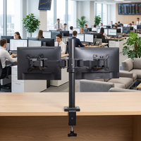 Support d'écran double réglable le moins cher en promotion, support de moniteur à clipser sur bureau pour écrans de 32 pouces, inclinaison maximale de 90 degrés