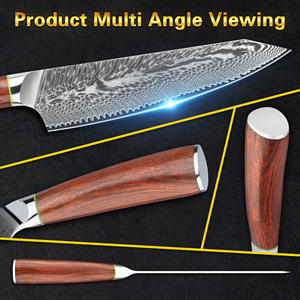 <span class=keywords><strong>Couteau</strong></span> de chef japonais Kiritsuke en acier Damas de 8 pouces <span class=keywords><strong>avec</strong></span> manche en bois de santal, 67 couches VG10 Gyuto, garantie à vie - Product Image 3