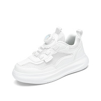 Baskets en maille résistantes pour enfants, vente en gros, chaussures de sport souples blanches pour garçons et filles, chaussures décontractées pour enfants à bouton rotatif