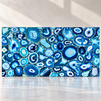 Panneau mural moderne en agate polie, pierre de cristal bleue rétroéclairée, carreaux de sol en pierre naturelle, pierres précieuses, luxe, salon, cuisine