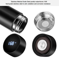 Gobelet intelligent en acier inoxydable de 500 ml avec couvercle à LED indiquant la température, logo personnalisé, isolation thermique 24 heures pour usage domestique