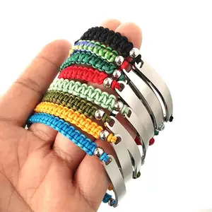 Bracelet en acier inoxydable réglable de haute qualité Bracelet en corde tressée multicolore pour femmes et hommes