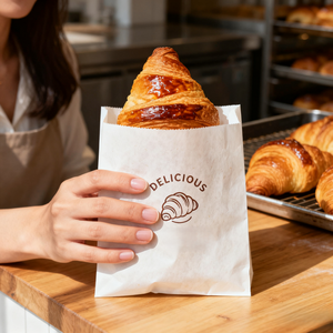 Sacs d'emballage en papier blanc anti-graisse personnalisés de qualité alimentaire Bandes en papier pour biscuits Hamburger Croissant Pain - Product Image 3