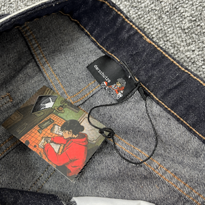 Pantaloncini <span class=keywords><strong>Jeans</strong></span> Neri Larghi di Alta Qualità per <span class=keywords><strong>Uomo</strong></span>, Pantaloni in Denim Personalizzati con Ricamo Pesante, <span class=keywords><strong>Jeans</strong></span> Estivi Y2K Derschutze per <span class=keywords><strong>Uomo</strong></span> - Product Image 5