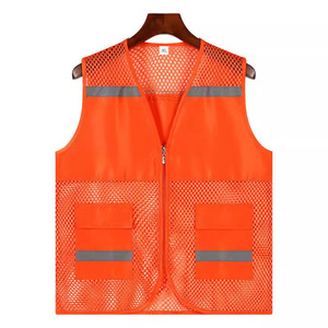 Chaleco de seguridad reflectante de malla azul marino XL para trabajo con bolsillos y franjas reflectantes para trabajos al aire libre - Product Image 3