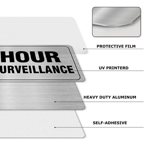 Letrero Impermeable de Aluminio con Precio de Fábrica Securun, Videovigilancia las 24 Horas, Resistente a la Oxidación, Accesorios para Puertas y Ventanas de Escuelas y Oficinas - Product Image 5