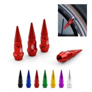 Bouchons de valve en forme de balle, 45mm, en alliage d'aluminium rouge, pour la protection des pneus de vélo, de moto et de voiture - Product Image 3
