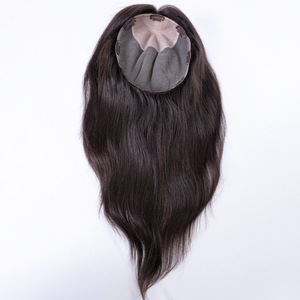 Lụa Với Ren Cơ Sở <span class=keywords><strong>Topper</strong></span> Kích Thước Lớn Đầy Đủ Tay Gắn Châu Âu Tóc Trinh Nữ Chất Lượng Tóc Con Người Toppers - Product Image 3