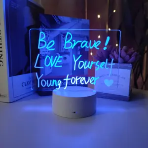 빈 아크릴 보드 크리 에이 티브 Led 밤 빛 USB 메시지 보드 휴일 빛 펜 7 색 램프 기본 선물 어린이