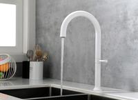 Robinet de cuisine électrique à levier unique en acier inoxydable plaqué, design moderne et contemporain, céramique blanche, pour la maison