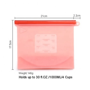 Bán Buôn Màu Hồng Tủ Đông Có Thể Giặt Tái Sử Dụng Ziplock Túi <span class=keywords><strong>Pouch</strong></span> 100% Silicone Thực Phẩm Lưu Trữ Túi - Product Image 2