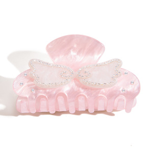 Pink Acetate Shark <b>Clip</b> With Wing Design For Women Daily Use - Product Image 5