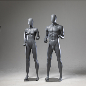 Maniquí Masculino de Fibra de Vidrio Gris Mate, Cuerpo Completo Musculoso, para Exhibición de Ropa Deportiva en Tiendas - Product Image 5