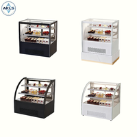 Petite vitrine de présentation de gâteaux et desserts en marbre à température unique avec portes vitrées pour refroidisseur de crème glacée