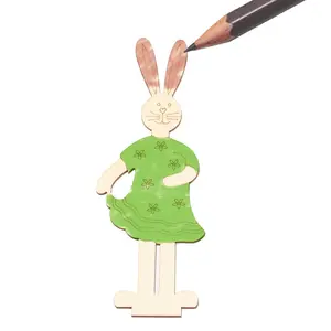 Easter Diy Painting Toys Wooden Blank Board Bunny Ornament Children's Graffiti DIY Crafts Ornament Home Tabletop Decorations