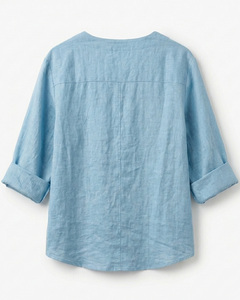 Blusa Túnica de Verano para Mujer, Cuello Redondo, Corte Holgado, Mezcla de Lino y Algodón de Excelente Calidad - Product Image 2