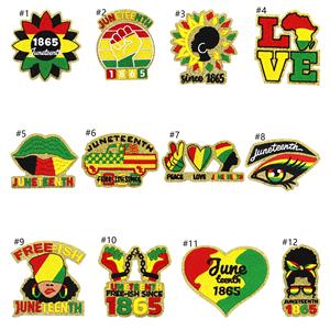 1865 Negro Slave Emanci pation Day Glitter Stickerei Eisen gegen Rassismus Juneteenth Patches - Product Image 2