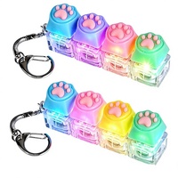 GREENSEED PRD Cute Cat Paw Plastic Mechanical Keycap Fidget Keychain 4 Buttons Decompression Keyboard Toy Portable Stress-Relief
