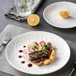 Elegante Plato de Cerámica Relieveado, Plato Blanco para Filete, Pasta, <span class=keywords><strong>Desayuno</strong></span> y Ensalada para Hotel, Restaurante, Banquete y Fiesta - Product Image 6