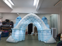Décoration à thème éclairage gonflable palais de glace arc gonflable château décoration d'entrée