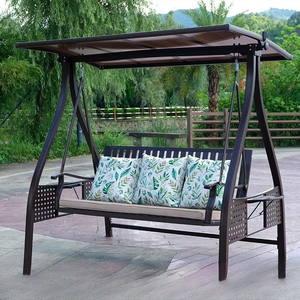 Fauteuil suspendu en métal pour l'extérieur, <span class=keywords><strong>hamac</strong></span> double 2 <span class=keywords><strong>places</strong></span>, coussin imperméable, minimalisme moderne, cour, jardin, salon - Product Image 1