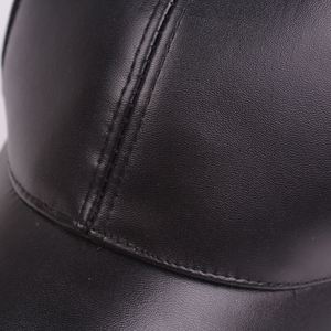 Wholesale Blank Custom PU 6 Panel <b>Baseball</b> <b>Cap</b>,Mens <b>Black</b> Solid Leather BaseballBall <b>Cap</b> Leather Hat - Product Image 3