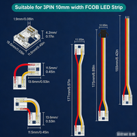 Connecteur de bande LED sans soudure COB DIN en cuivre ABS, série FCOB, transparent, 3 broches, largeur 10 mm, sans interstice
