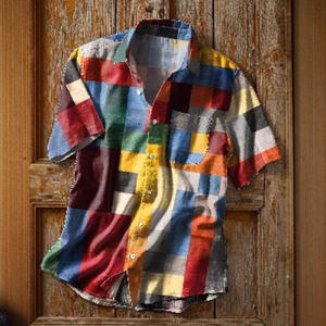 2025 camisa de manga corta holgada Retro Hawaiana para hombre, informal, transfronteriza, de verano, de punto de sarga cubana, antibolitas - Product Image 1