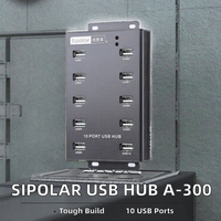 Hub USB 2.0 en métal Sipolar A-300 à 10 ports avec adaptateur secteur 12V 5A pour transfert de données et prise en charge SD pour téléphones mobiles et PC en stock