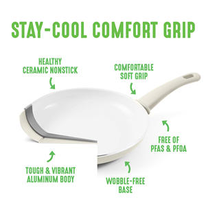 Nouvelle conception, batterie de cuisine légère en aluminium pressé, 8 pièces, revêtement céramique antiadhésif, poêle à sauter, casserole, poêle à frire, compatible lave-vaisselle - Product Image 4