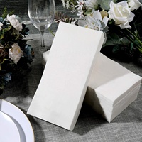 Serviettes de table en papier naturel blanc, aspect lin, 1 plis, pâte de bois vierge, Airlaid, 6 plis, emballage en sachet