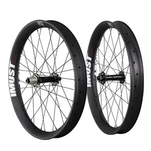 IMUST Brand Logo Special Carbon 65mm clincher tubeless ready fatbike wheel front 32H rear 32H carbon fat bike rims