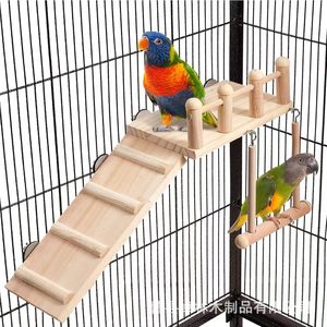 Wooden bird perches, parrot climbing ladders, <b>swings</b>, hammocks, jumping boards, parrot climbing <b>frames</b>, toy pedals, and pole - Product Image 2