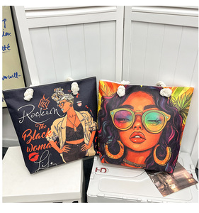 <span class=keywords><strong>Sac</strong></span> de <span class=keywords><strong>plage</strong></span> Cabas imprimé avec poignées en corde, Nouveau 2026, Léger pour Femme, <span class=keywords><strong>Sac</strong></span> à bandoulière artistique, tendance et polyvalent - Product Image 4