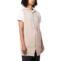 Cardigan à capuche en tricot pour femme, en laine mélange, sans manches, entièrement zippé, doux et ample, avec logo personnalisé OEM & ODM, vente en gros