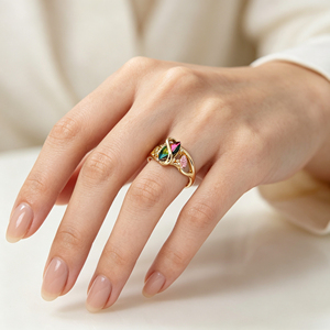 Anello a Foglia Colorato per Donne, Anello da Dito Creativo Vintage alla Moda - Product Image 2