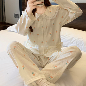 Pigiama in cotone nuvola pantaloni lunghi a maniche lunghe Le nuove donne comode possono essere indossate fuori dalla sezione primaverile dell'homewear - Product Image 6